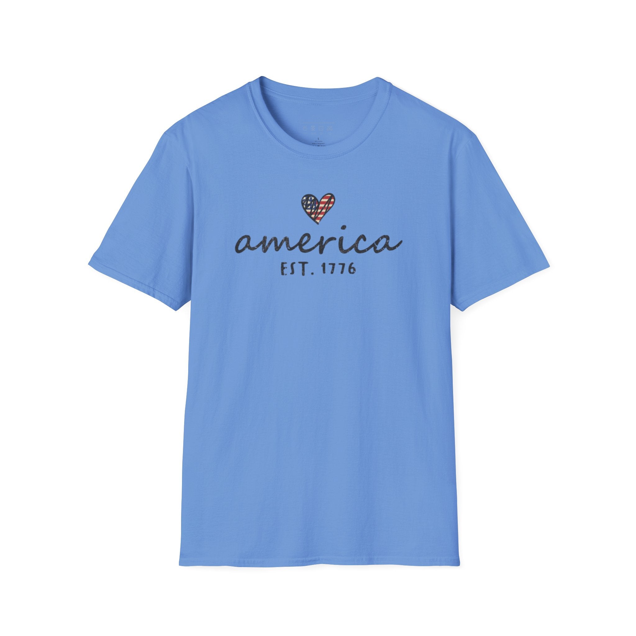 America Est. 1776 Heart T-Shirt — Patriotic USA Independence Day Tee