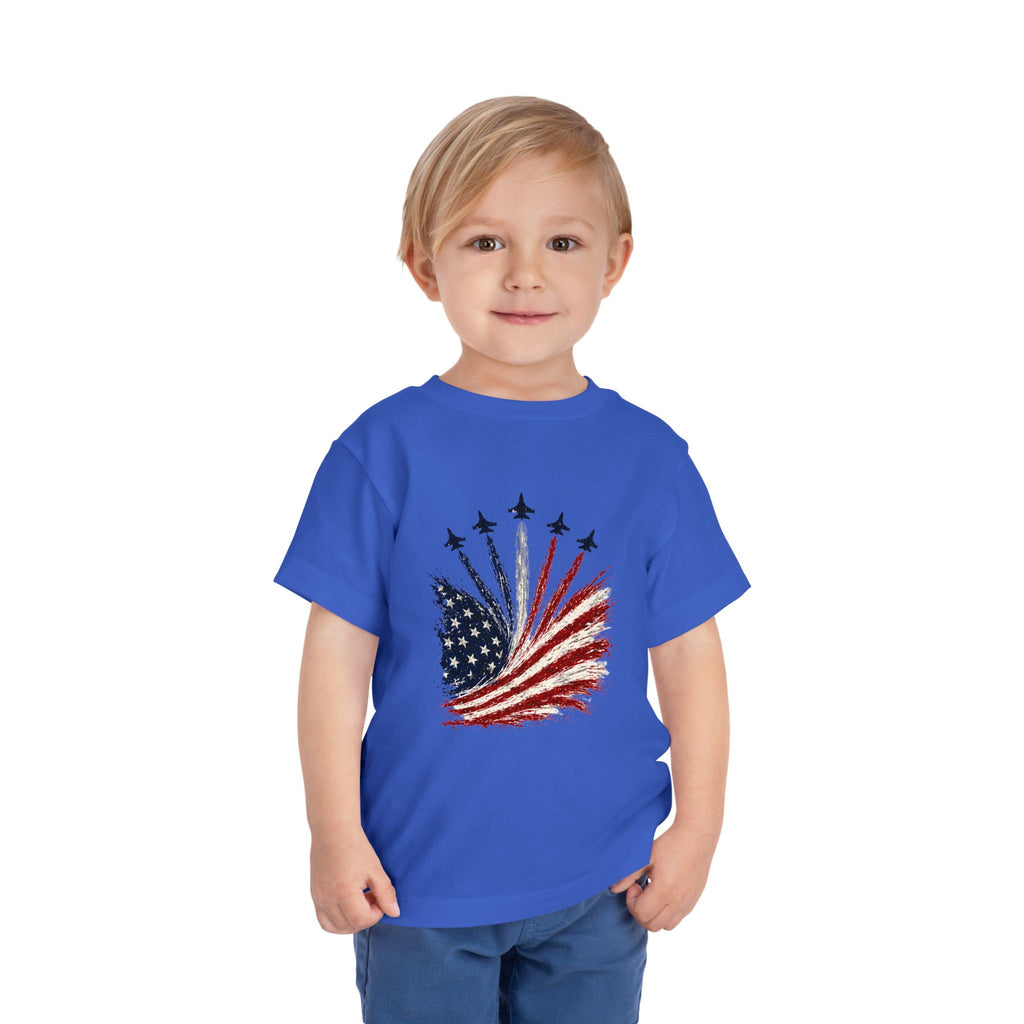 Toddler Tee - Patriotic American Flag Jet Spray Design (Fourth of July)