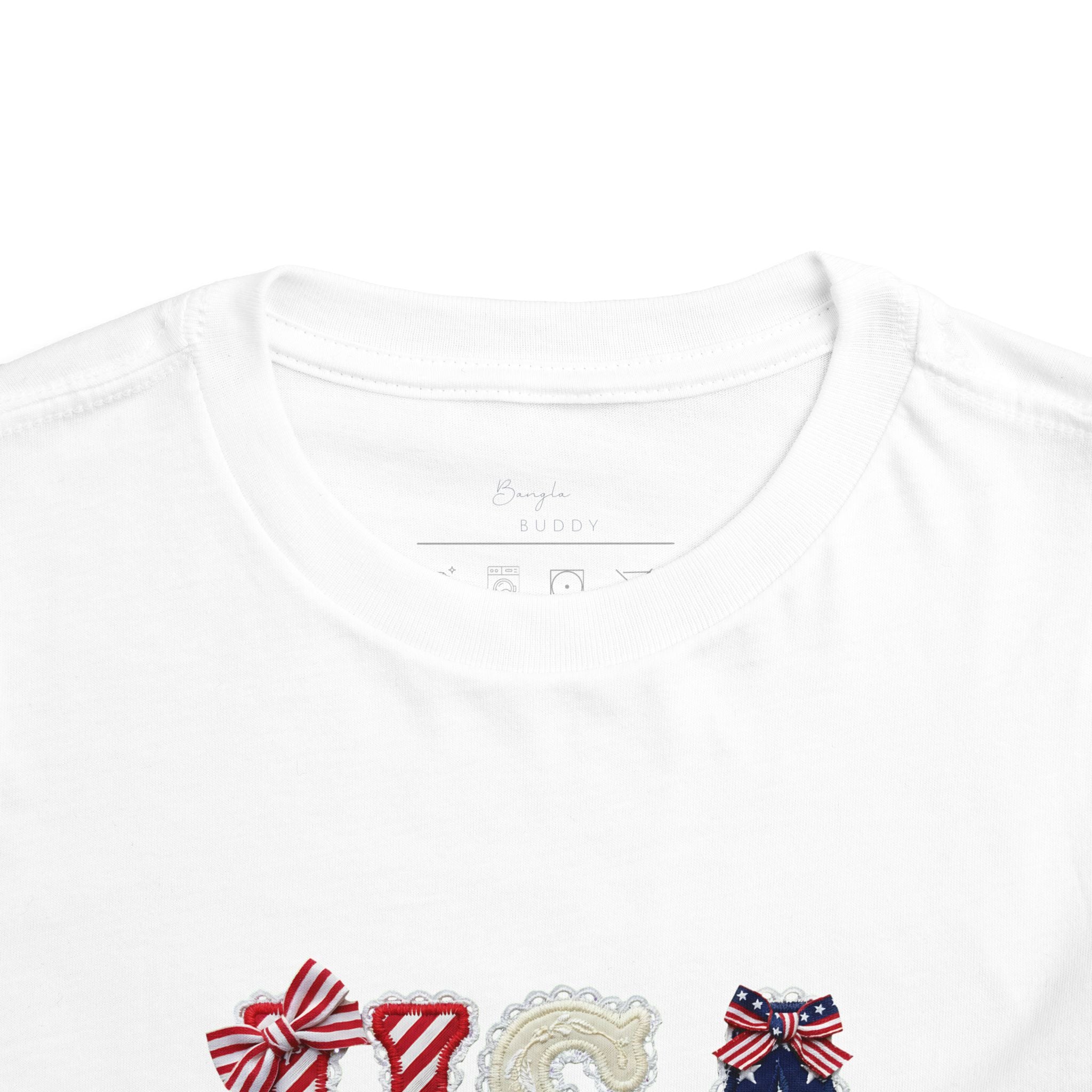 Toddler Tee - "USA" Patriotic Applique Short Sleeve