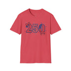 250 Patriotic T-Shirt — USA Flag Number Tee with Stars & Bows (Fourth of July)