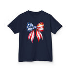 Youth, Kids Tee — Patriotic American Flag Bow Graphic (Fourth of July)