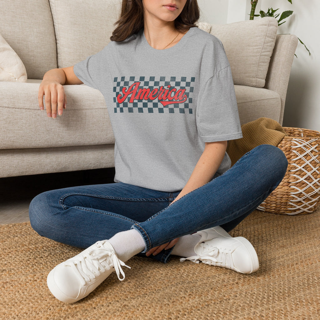 America Checkerboard Graphic T-Shirt