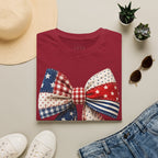 Patriotic Bow T-Shirt — Vintage American Flag Ribbon Tee