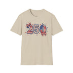 250 Patriotic T-Shirt — USA Flag Number Tee with Stars & Bows (Fourth of July)