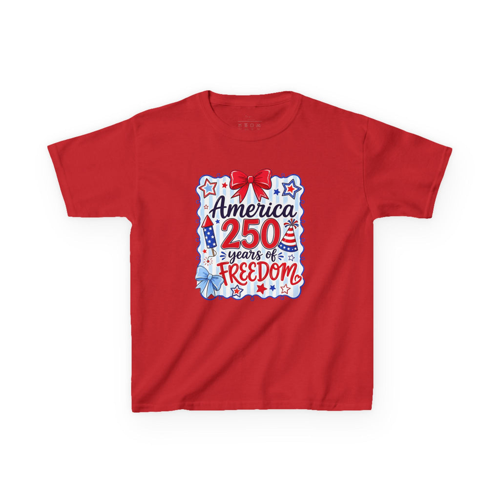 Youth, Kids Tee — "America 250 Years of Freedom" Patriotic Fourth of July Shirt