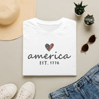 America Est. 1776 Heart T-Shirt — Patriotic USA Independence Day Tee