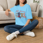 All American Girl T-Shirt — Patriotic USA Leopard & Flag Graphic Tee