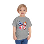 Toddler Tee — Patriotic American Flag Bow Graphic (4th of July Kids Shirt)