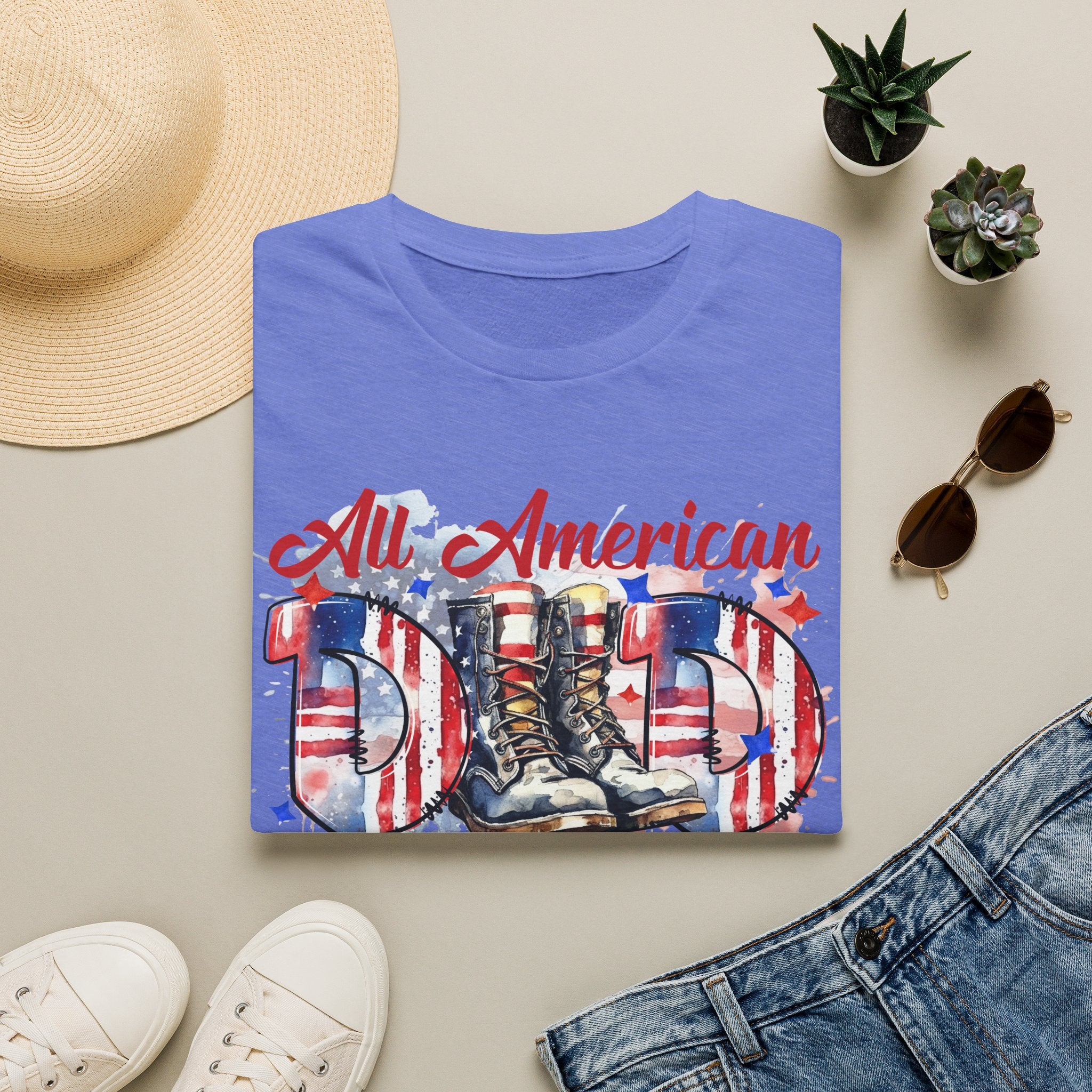 All American Dad T-Shirt — Patriotic Flag Boots Graphic Tee for Father's Day & 4th of July
