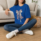 Bow Ribbon T-Shirt — Vintage Americana Floral & Gingham Bow Tee