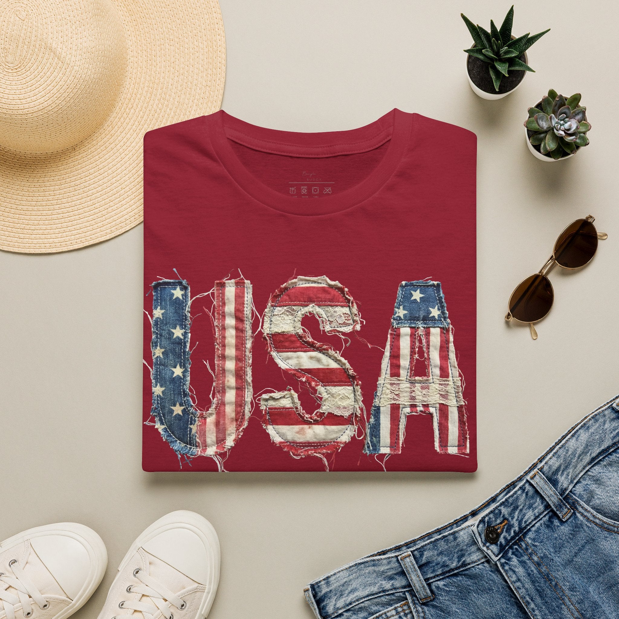 USA Flag Graphic T-Shirt — Distressed Americana Patriotic Tee