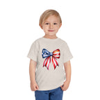 Toddler Tee — Patriotic American Flag Bow Graphic (4th of July Kids Shirt)