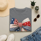 Patriotic Bow T-Shirt — Vintage American Flag Ribbon Tee