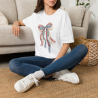 Bow Ribbon T-Shirt — Vintage Americana Floral & Gingham Bow Tee