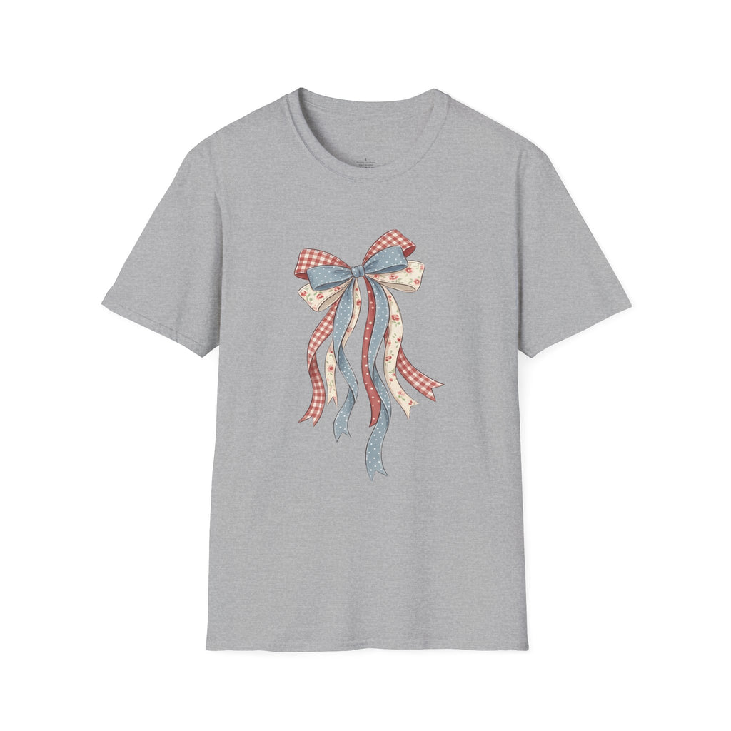 Bow Ribbon T-Shirt — Vintage Americana Floral & Gingham Bow Tee
