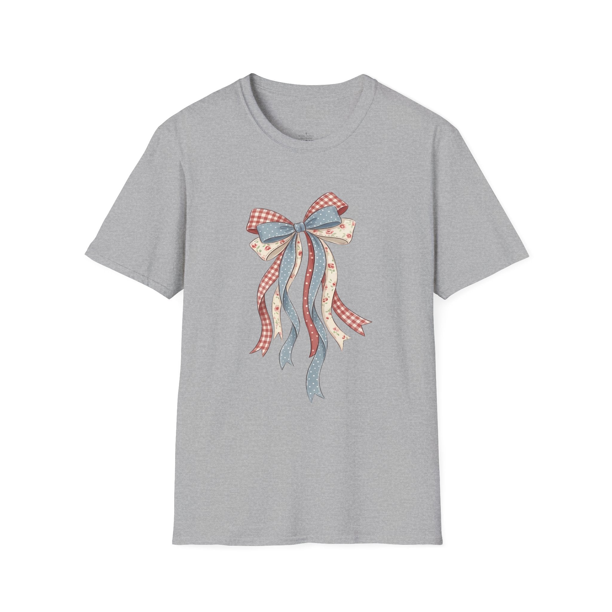 Bow Ribbon T-Shirt — Vintage Americana Floral & Gingham Bow Tee