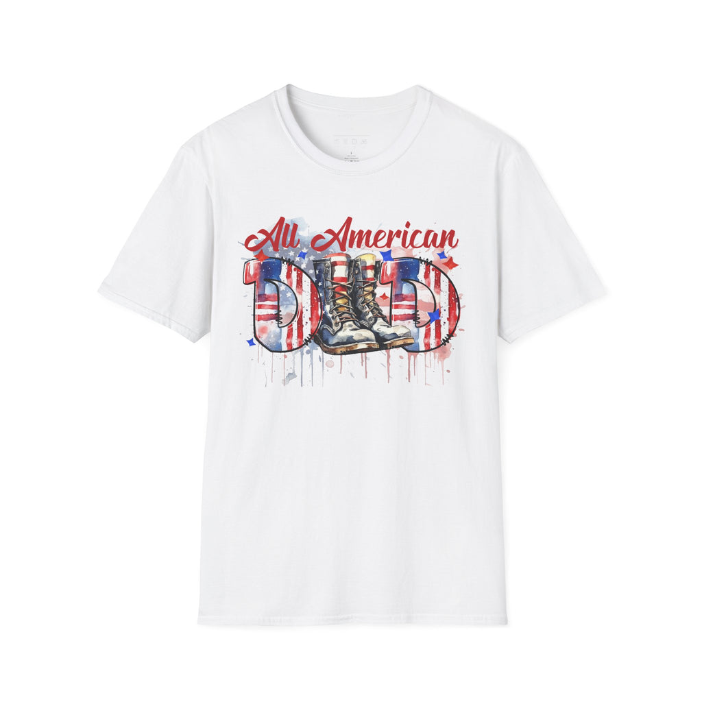 All American Dad T-Shirt — Patriotic Flag Boots Graphic Tee for Father's Day & 4th of July