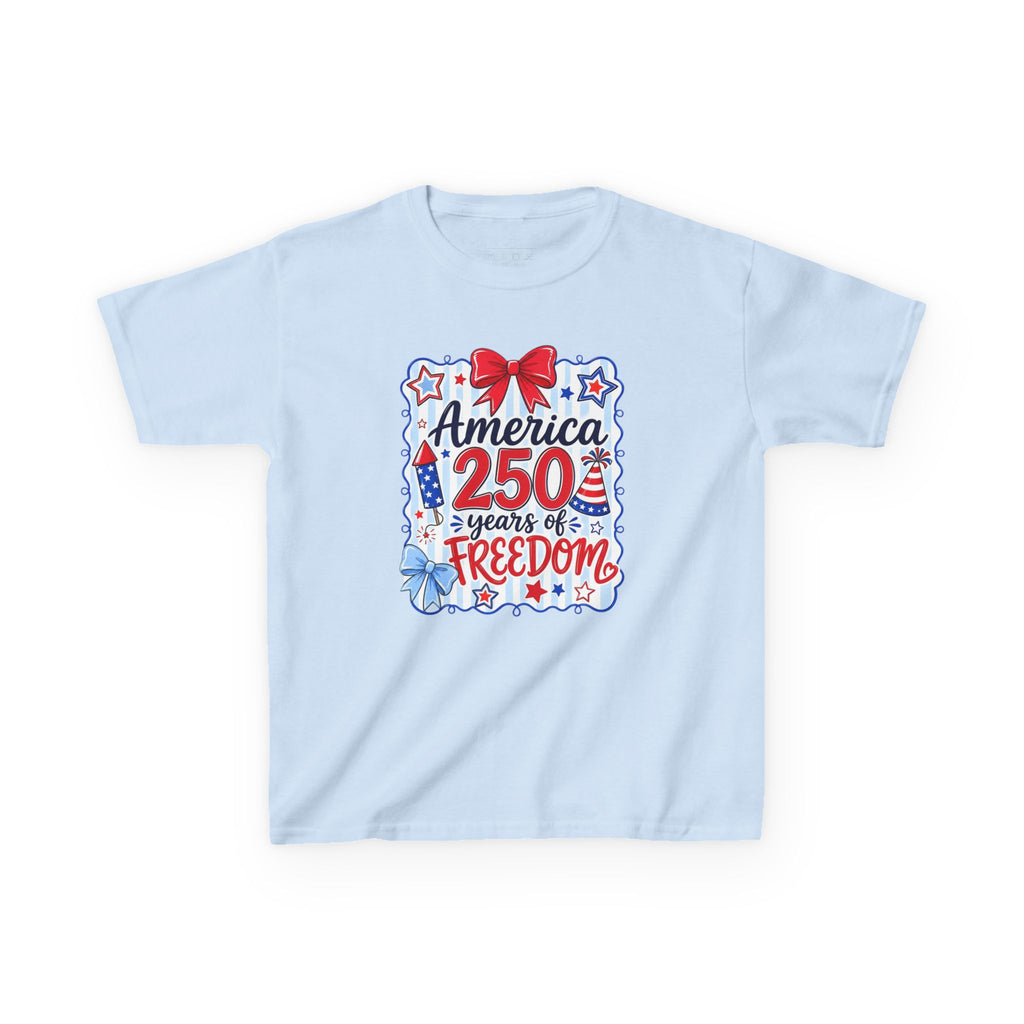 Youth, Kids Tee — "America 250 Years of Freedom" Patriotic Fourth of July Shirt