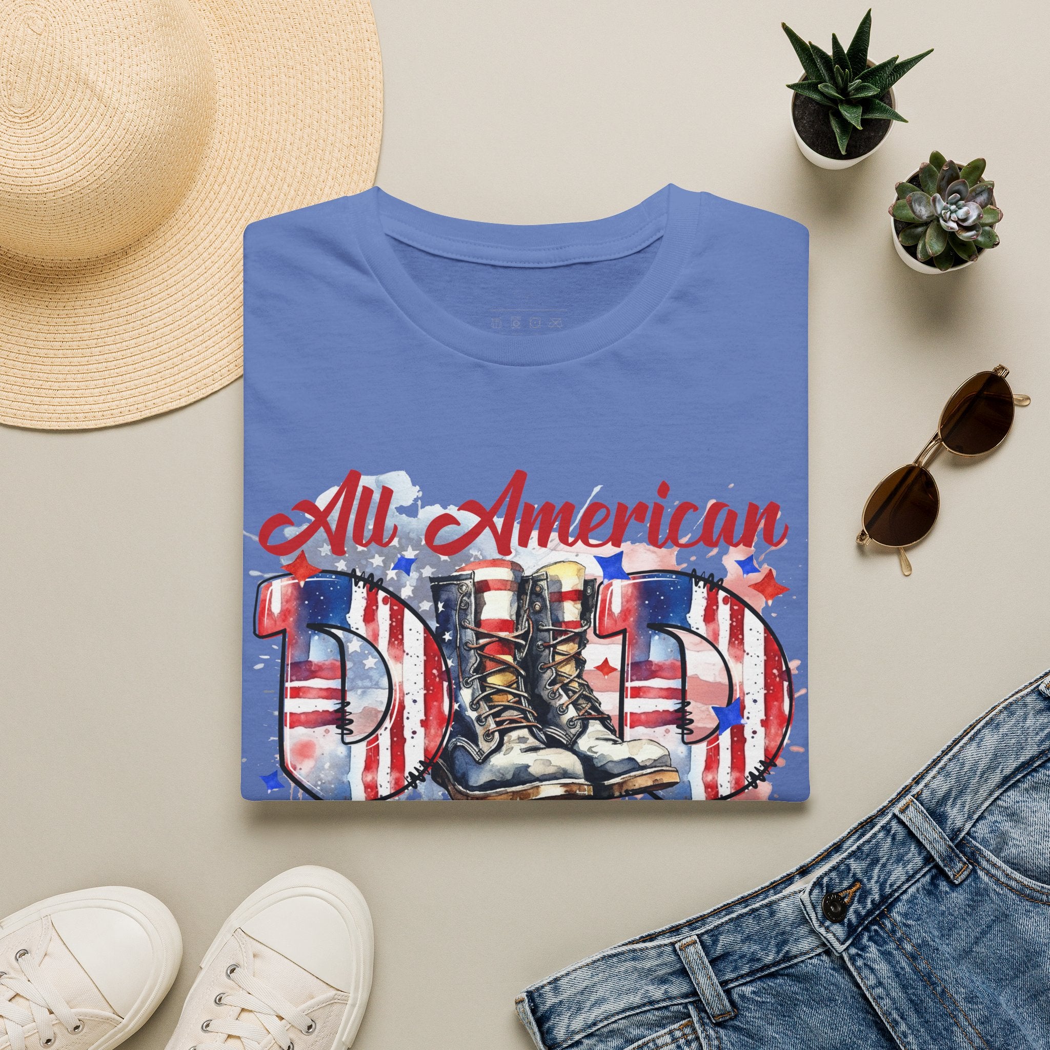 All American Dad T-Shirt — Patriotic Flag Boots Graphic Tee for Father's Day & 4th of July