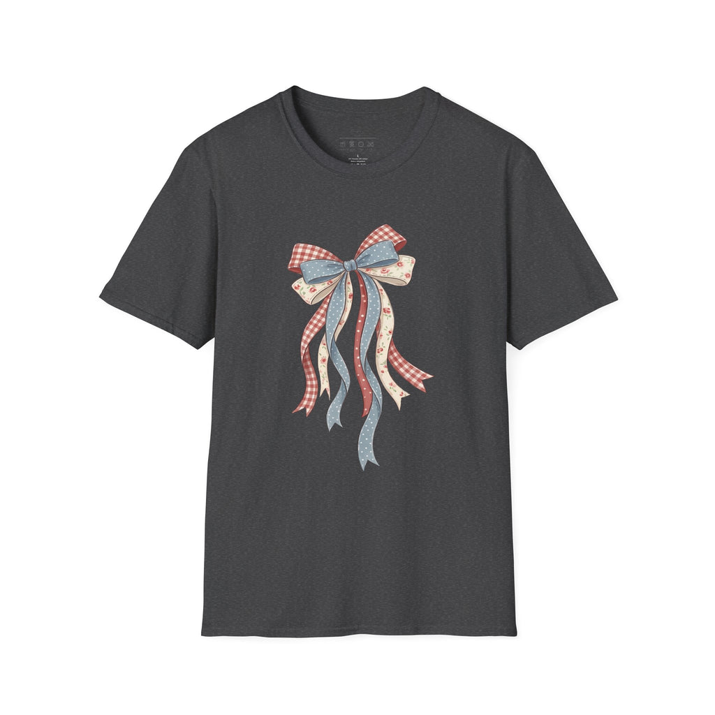 Bow Ribbon T-Shirt — Vintage Americana Floral & Gingham Bow Tee