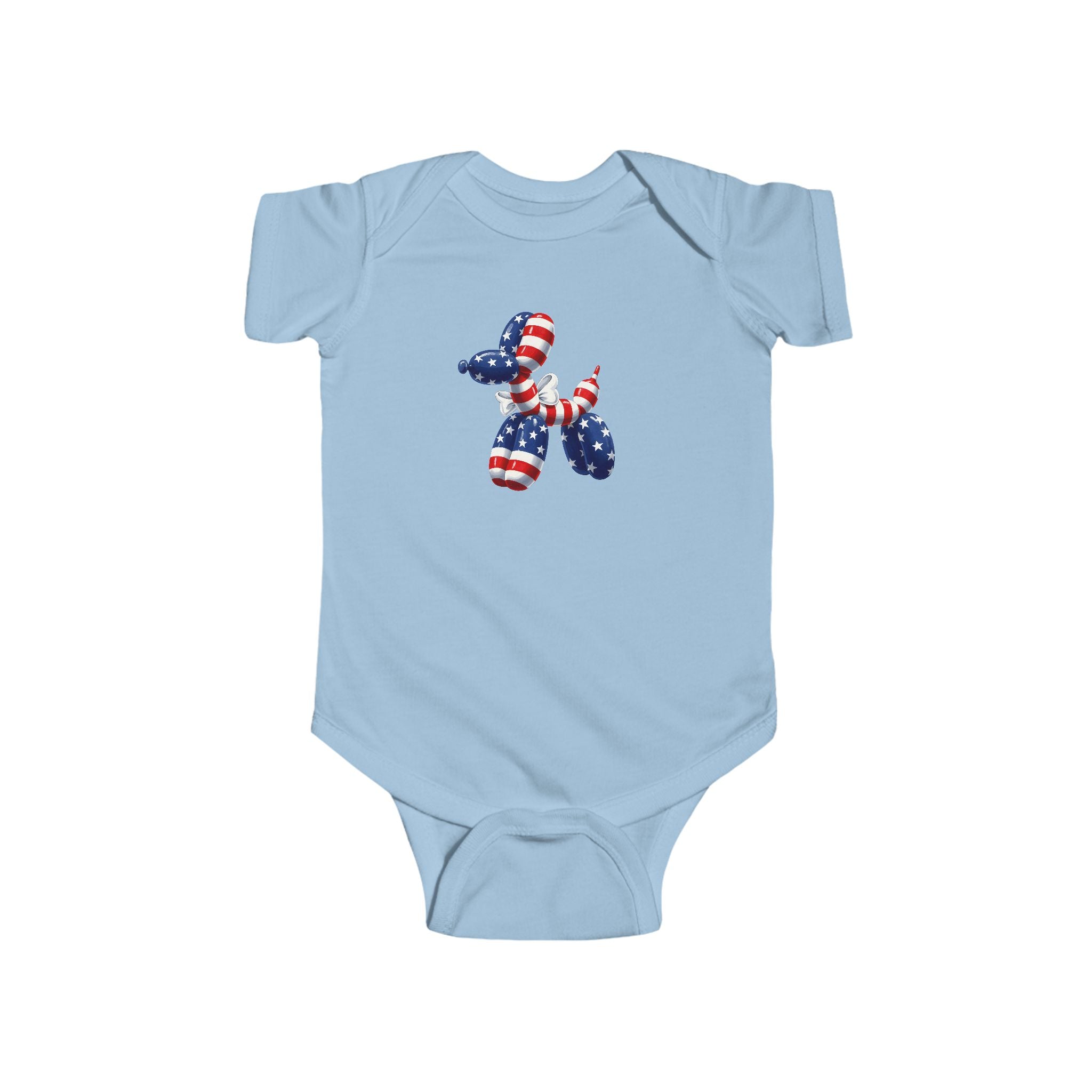Patriotic Balloon Dog Baby Bodysuit — USA Flag Infant Onesie