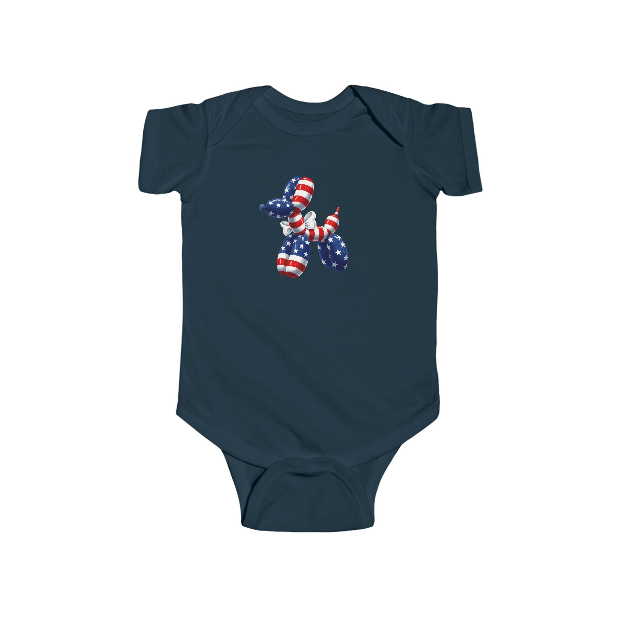 Patriotic Balloon Dog Baby Bodysuit — USA Flag Infant Onesie