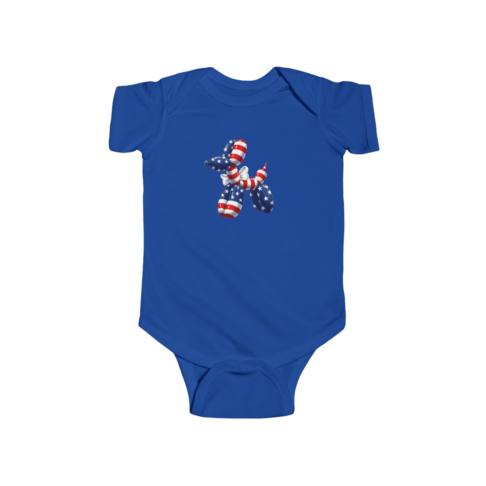 Patriotic Balloon Dog Baby Bodysuit — USA Flag Infant Onesie