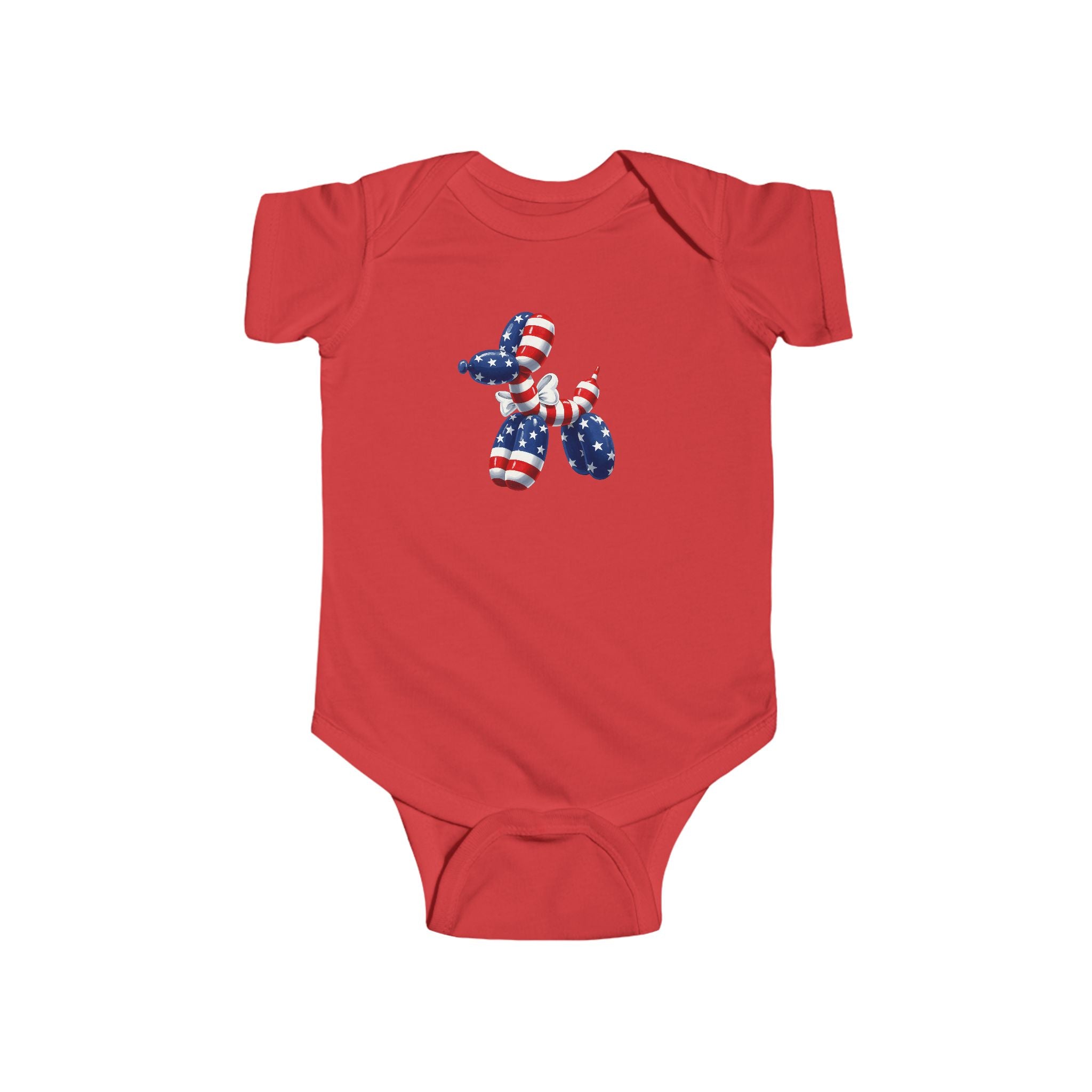 Patriotic Balloon Dog Baby Bodysuit — USA Flag Infant Onesie