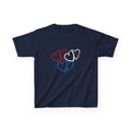 Youth, Kids Tee — Red & Blue Heart