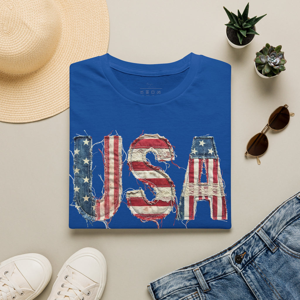 USA Flag Graphic T-Shirt — Distressed Americana Patriotic Tee
