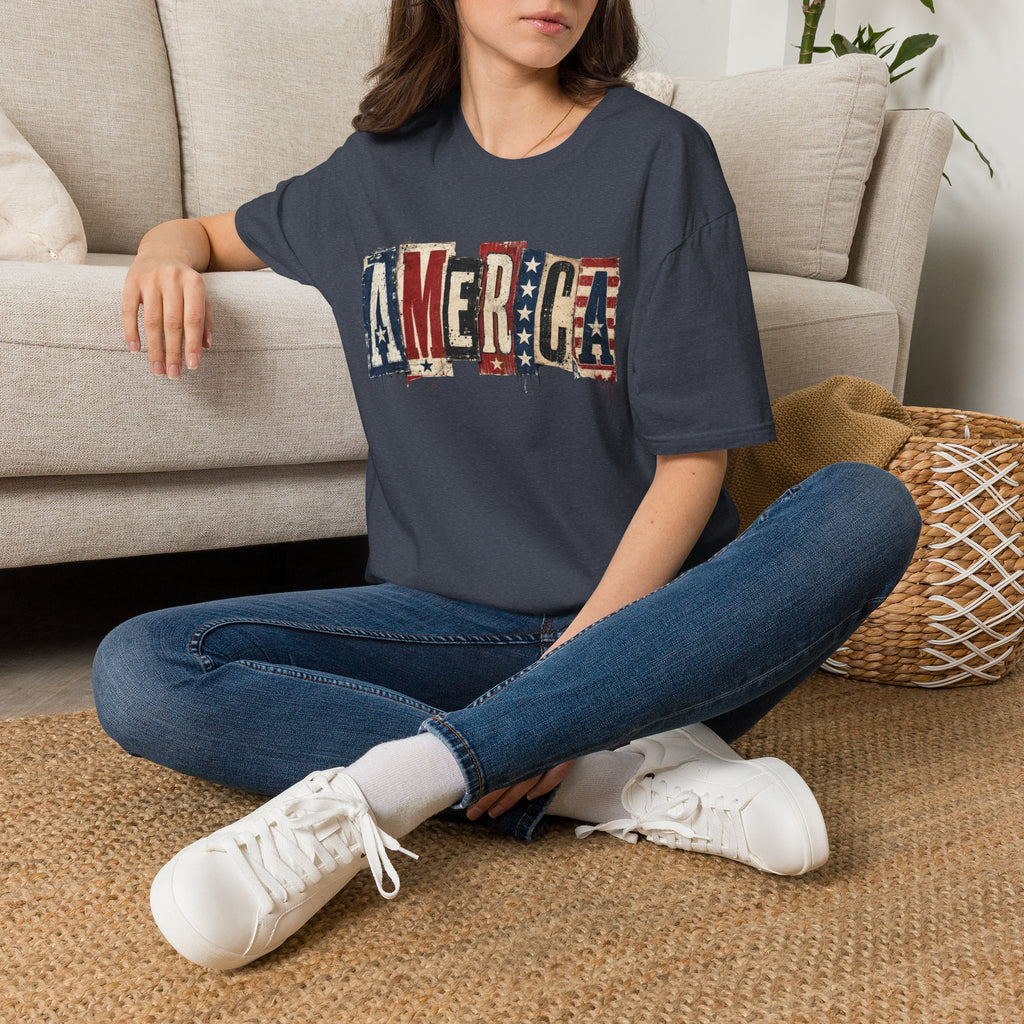 America Vintage Flag T-Shirt — Patriotic USA Graphic Tee for 4th of July