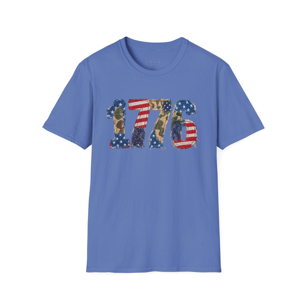 1776 Patriotic T-Shirt — American Flag & Camouflage Vintage Independence Tee
