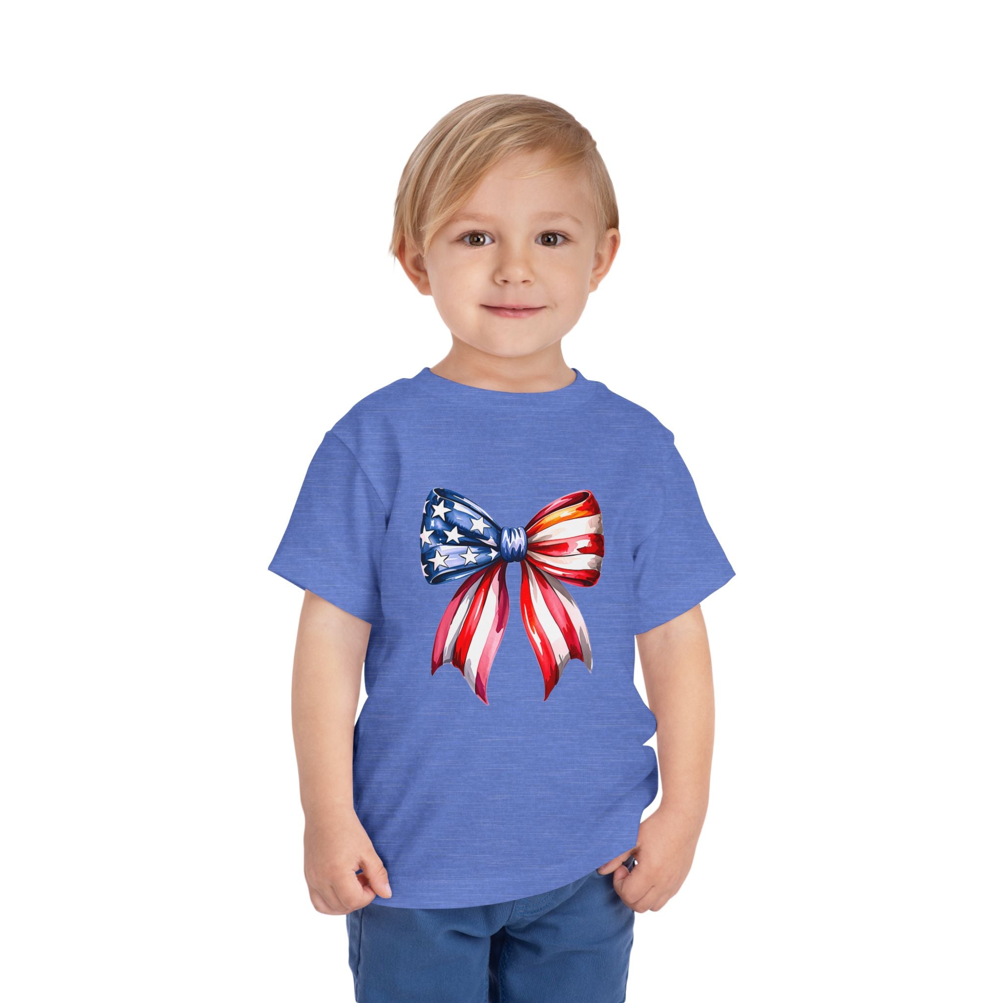 Toddler Tee — Patriotic American Flag Bow
