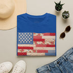 Patchwork American Flag T-Shirt — Vintage Floral Patriotic Tee