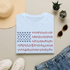 Floral American Flag T-Shirt — Patriotic Red & Blue Botanical Tee for 4th of July