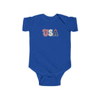 USA Baby Bodysuit — Patriotic Infant Onesie with Red, White & Blue Letters