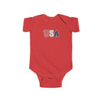 USA Baby Bodysuit — Patriotic Infant Onesie with Red, White & Blue Letters
