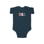 USA Baby Bodysuit — Patriotic Infant Onesie with Red, White & Blue Letters