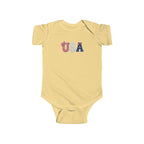 USA Baby Bodysuit — Patriotic Infant Onesie with Red, White & Blue Letters