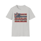 Patriotic Floral Flag T-Shirt — Americana Bow Stars & Stripes Top