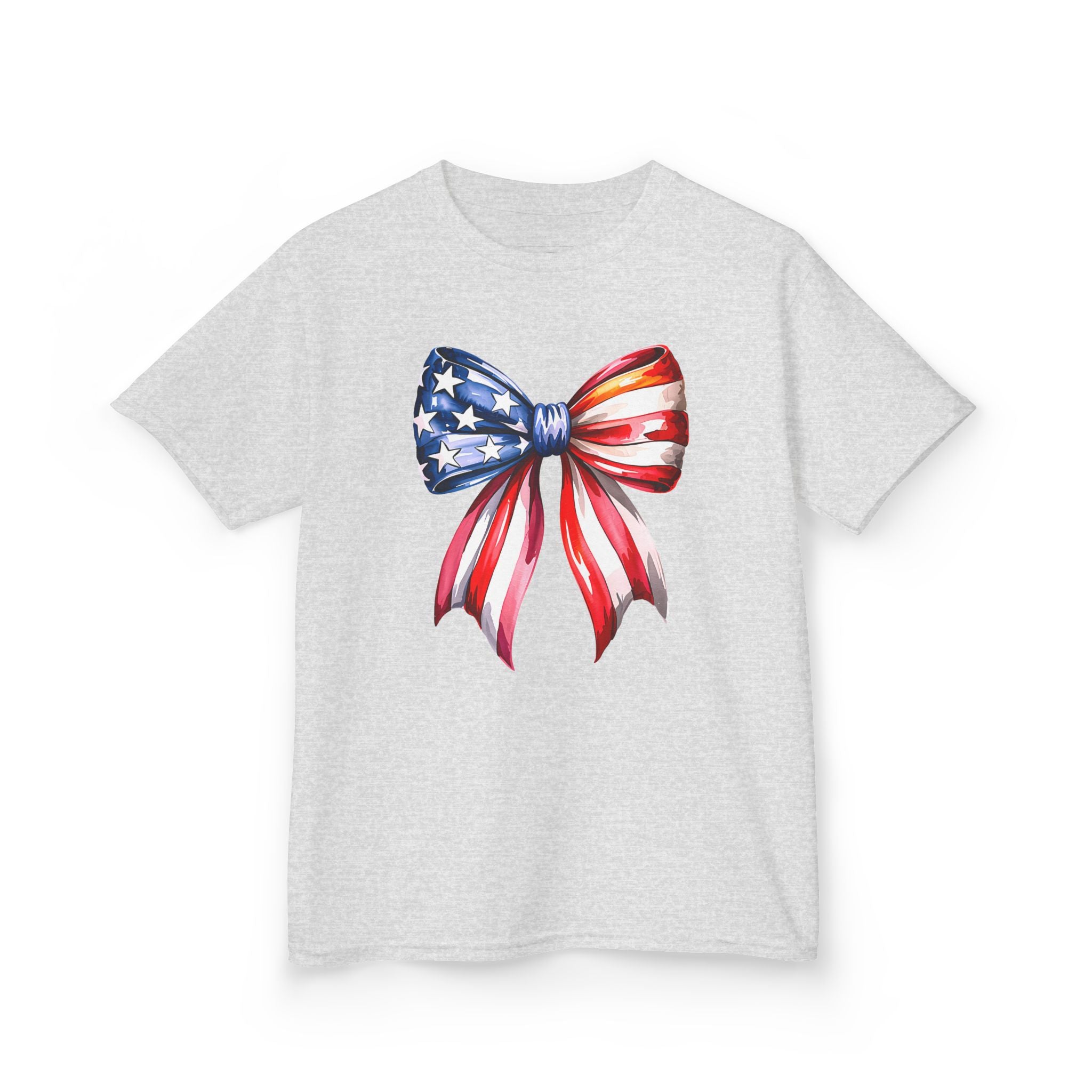 Youth, Kids Tee — Patriotic American Flag Bow Graphic (Fourth of July)