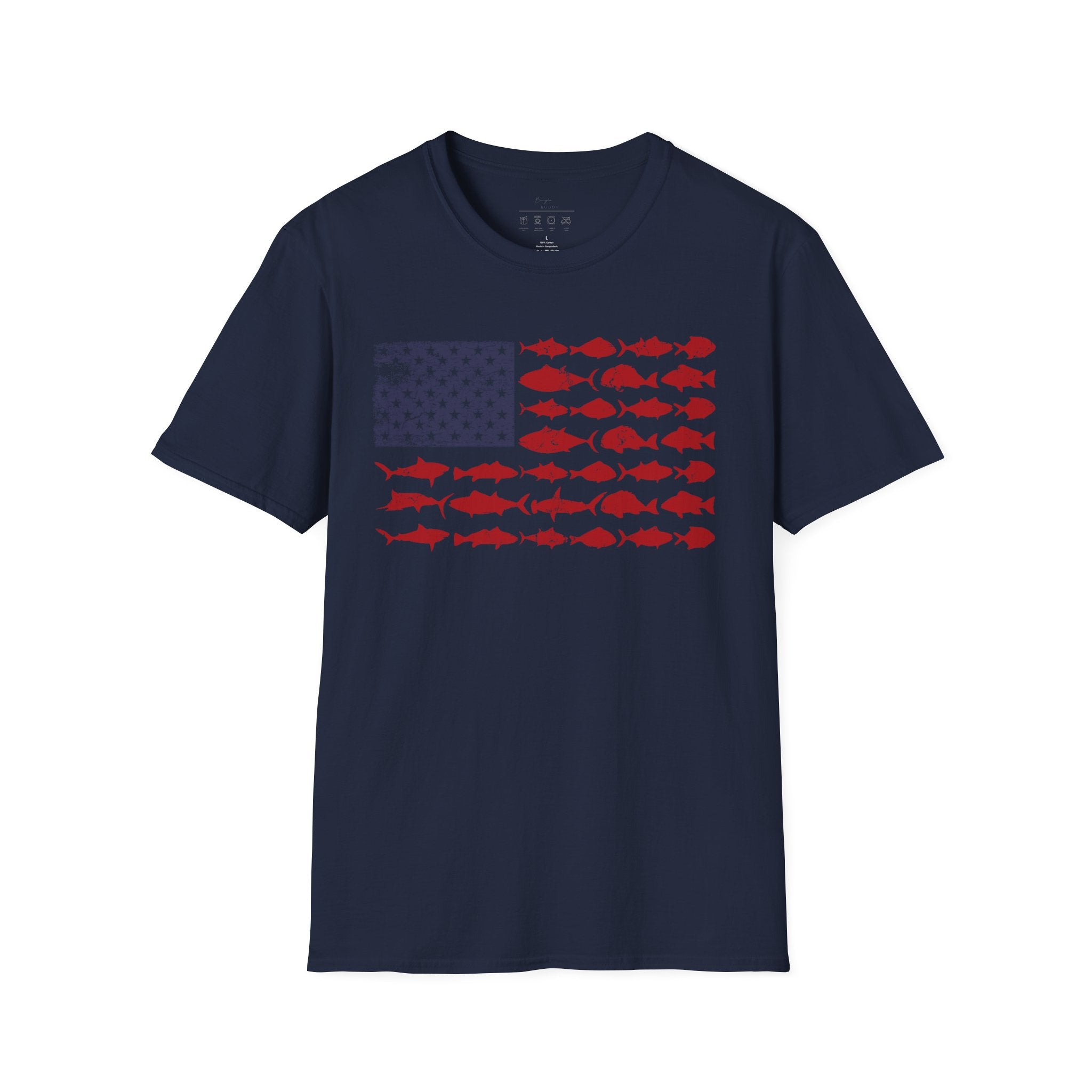 American Fishing Flag T-Shirt — Patriotic Fish Graphic Tee