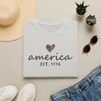 America Est. 1776 Heart T-Shirt — Patriotic USA Independence Day Tee