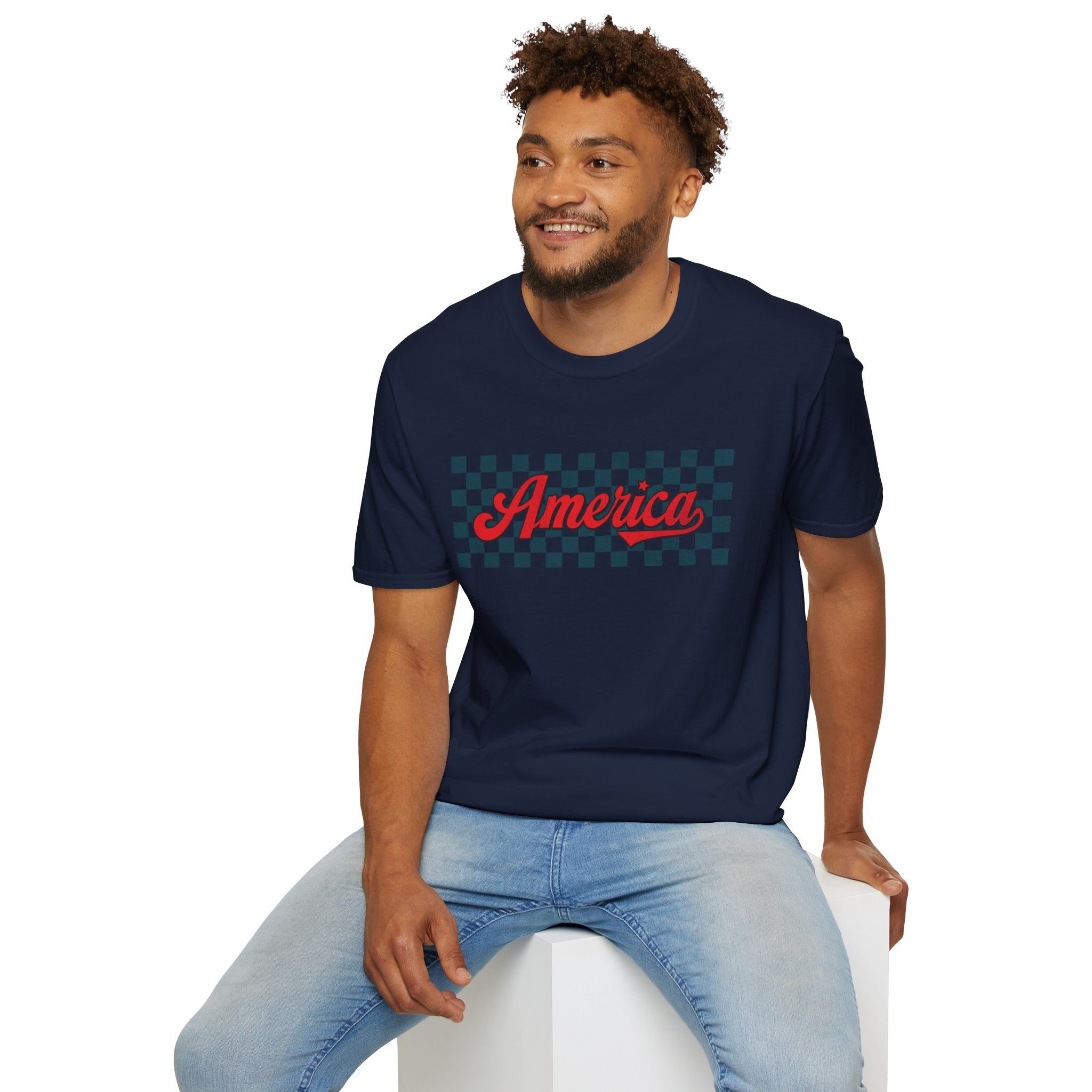 America Checkerboard Graphic T-Shirt