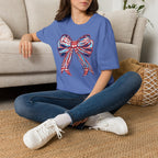 Patriotic Red White Blue Bow T-Shirt — 4th of July Americana Graphic Tee