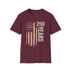 250 Years American Flag T-Shirt — 1776–2026 Patriotic Anniversary Tee