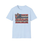 Patriotic Floral Flag T-Shirt — Americana Bow Stars & Stripes Top