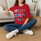 Patriotic Red White Blue Bow T-Shirt — Stars & Ribbon Graphic Tee