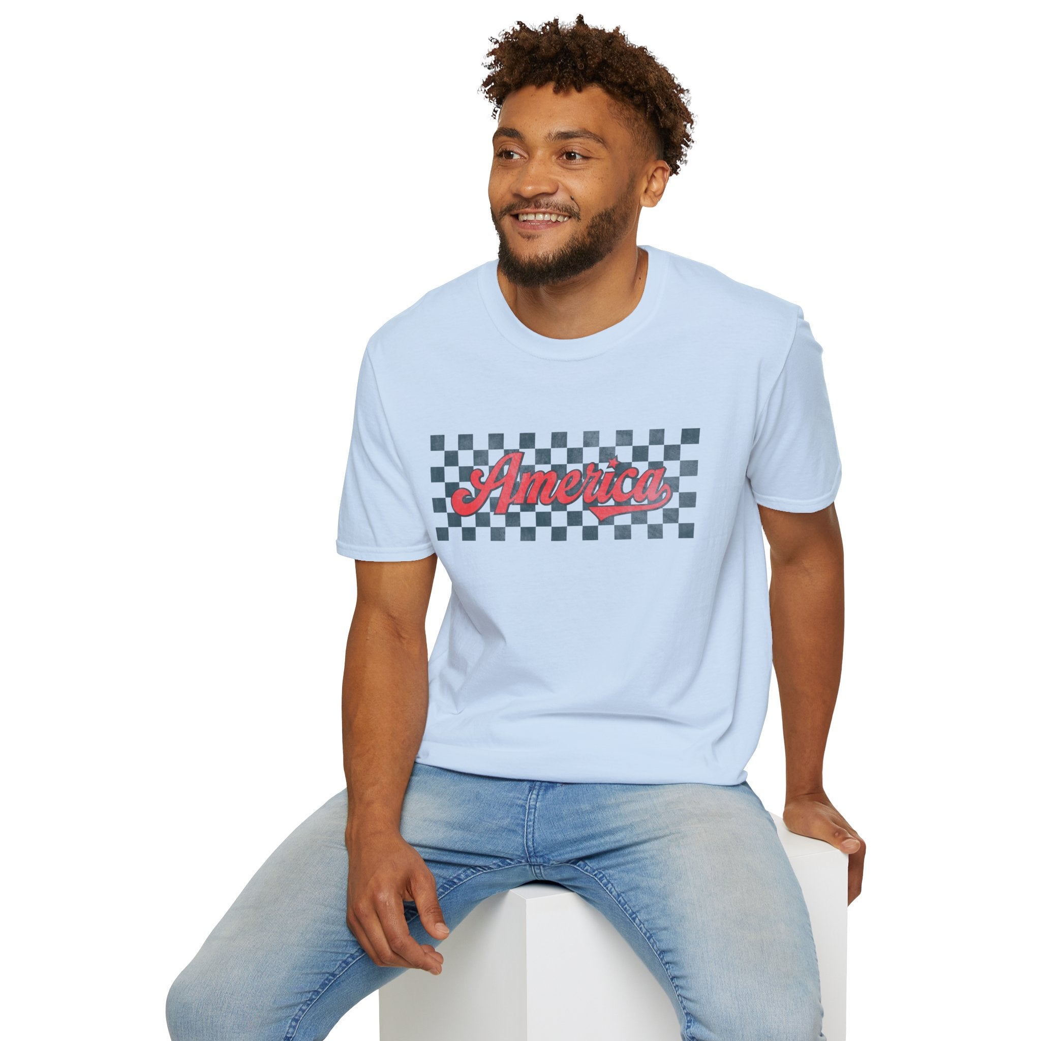 America Checkerboard Graphic T-Shirt