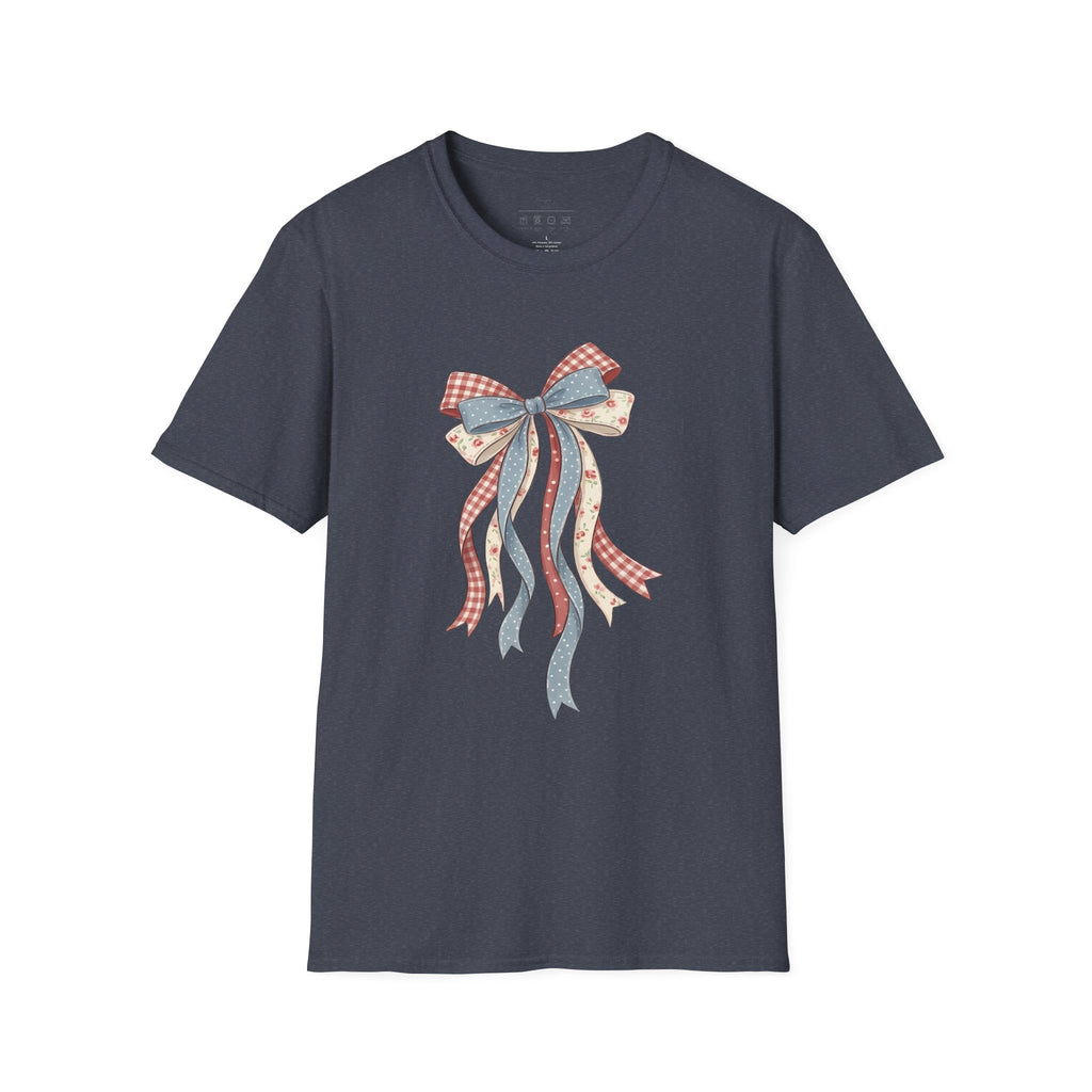 Bow Ribbon T-Shirt — Vintage Americana Floral & Gingham Bow Tee
